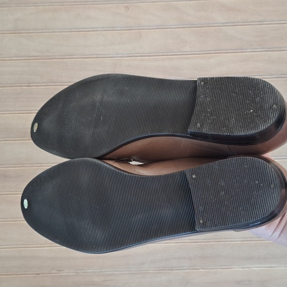 Apostrophe Vintage Leather Fringe Light Brown Flat Slim Fit Penny Loafers - Picture 5 of 10